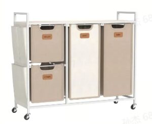 SONGMICS HOME BLH203N01 4 Fächer Wäschekorb mit Rollen