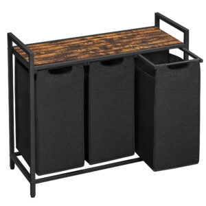 SONGMICS HOME BLH301B01V1 3 Fächer schwarzer Wäschekorb