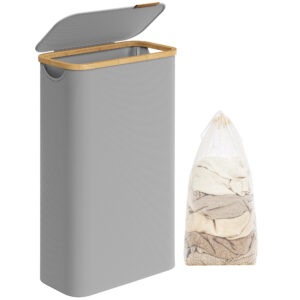 SONGMICS HOME LCB506G01V1 robuster grauer Wäscherkorb aus Kunststoff