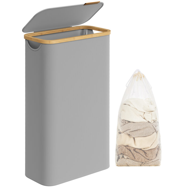 SONGMICS HOME LCB506G01V1 robuster grauer Wäscherkorb aus Kunststoff