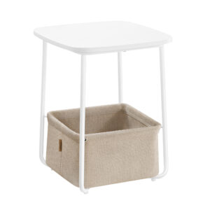 SONGMICS HOME LET229W10 weißer quadratischer Beistelltisch aus Metall