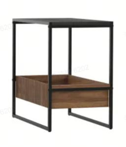 SONGMICS HOME LET820B43 schwarzer quadratischer Beistelltisch aus Metall